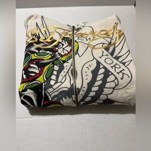 Ed Hardy eagle panther snake Nyc men’s zip up graphic hoodie BNWT size Large